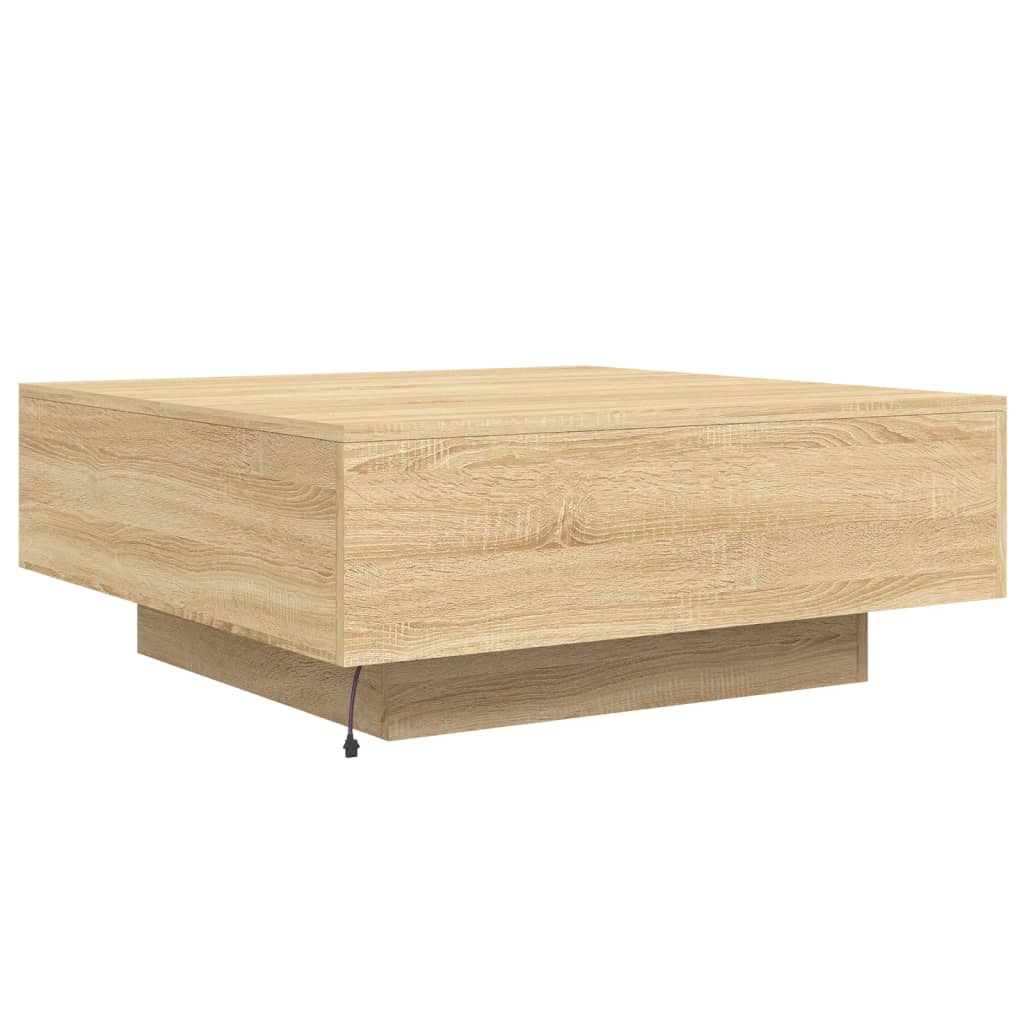 LED Coffee Table, Sonoma Oak, 80x80x31 Cm