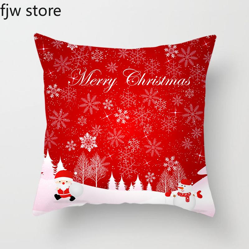 Merry Christmas and Happy New Year Decorative Pillow Cover Sofa  Ornament Office Chair Cushion  Hotel Home Decor