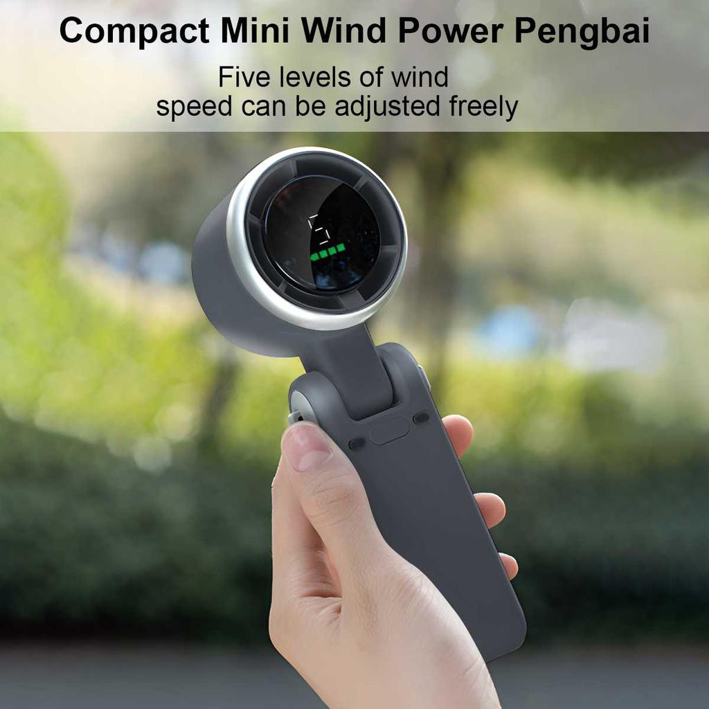 Portable Handheld Fan Adjustable Mini Fan Hair Dryer, 5-speed Bladeless Folding Handheld Fan with Digital Display Screen