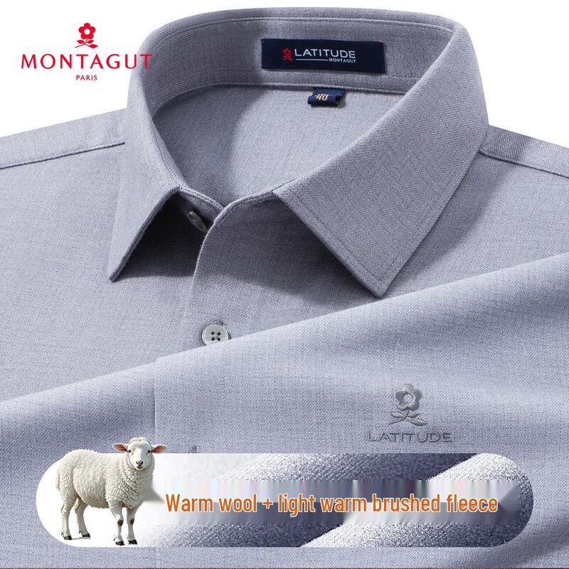 Montagut Men s Merino Wool Blend Plaid Long Sleeve Shirt 42