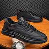New Men's Autumn Breathable Waterproof Non-slip Black Leather Casual Sneakers