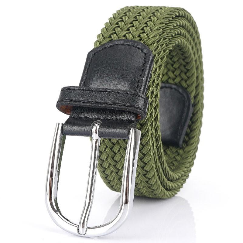Korean Style Men s Knitted Belt Men Women s Casual Canvas Needle Button Elastic Youth Pants 105cm