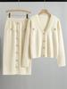 European & American Fragrance-Style Cardigan Sweater & Pencil Skirt Knitwear Set for Women - Spring & Autumn