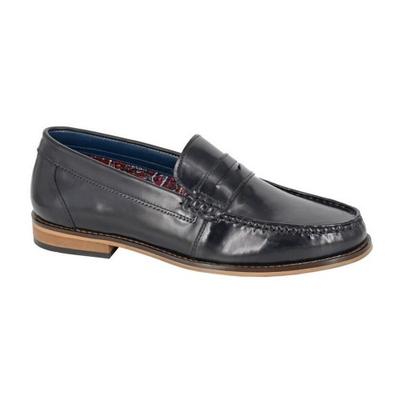 Mens Leather Hi Shine Saddle Loafers