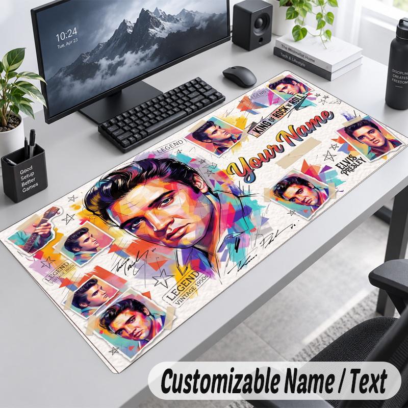 Elvis Presley Personalized Large Mouse Pad Custom Name Text Extended Desk Mat Gaming Mousepad