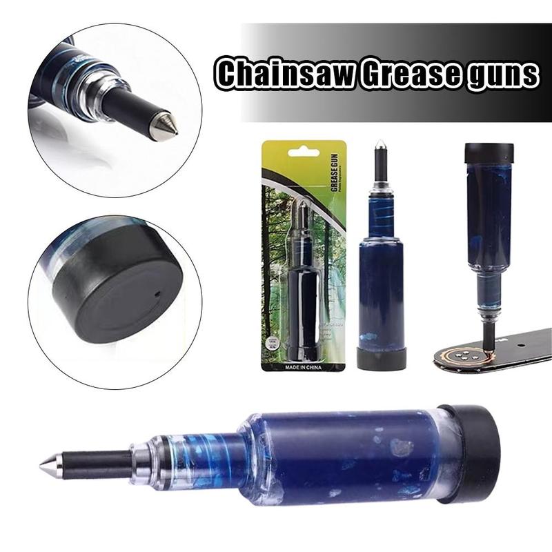 Chainsaw Guide Bar Grease Gun Hand Push Oiler Transparent Lubrication Pen for Chain Saw Nose Plate Maintenance Hand Tools