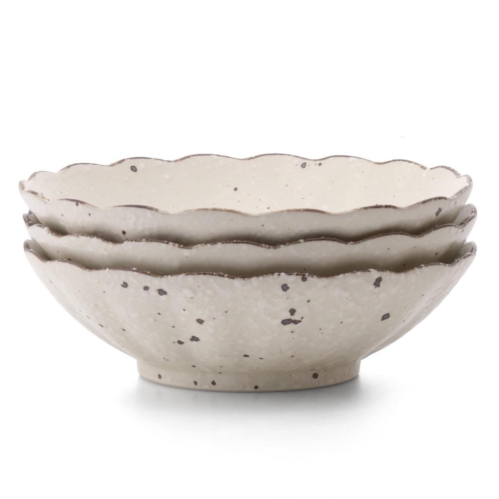 Marukama Touki Mino Ware White Decorative Medium Bowls (Set of 3) that Make Food Stand Out