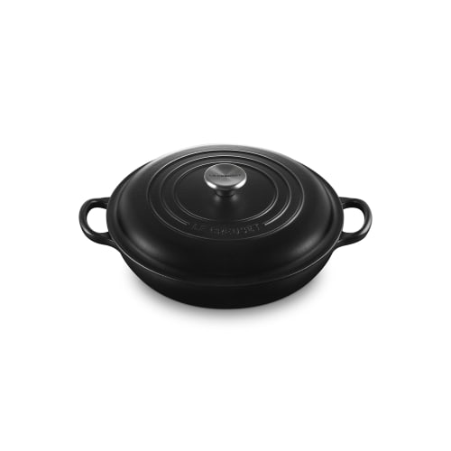 Le Creuset Cast Iron Enamel Buffet Casserole, 26 Cm, Matte Black, Gas, Induction, Oven, and Dishwasher Safe [Official Japanese Product]