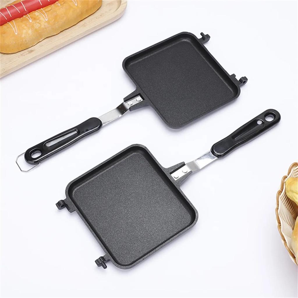 Double Sided Frying Pan Sandwich Maker Non-Stick Grilled Sandwich And Panini Maker Pan With Handle Aluminum Flip Pan Decor