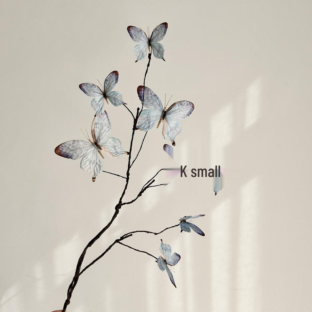 3D Printed Butterfly & Withered Branch Floral Art Ornament | Monet Garden-Inspired Artificial Flower Arrangement Decor