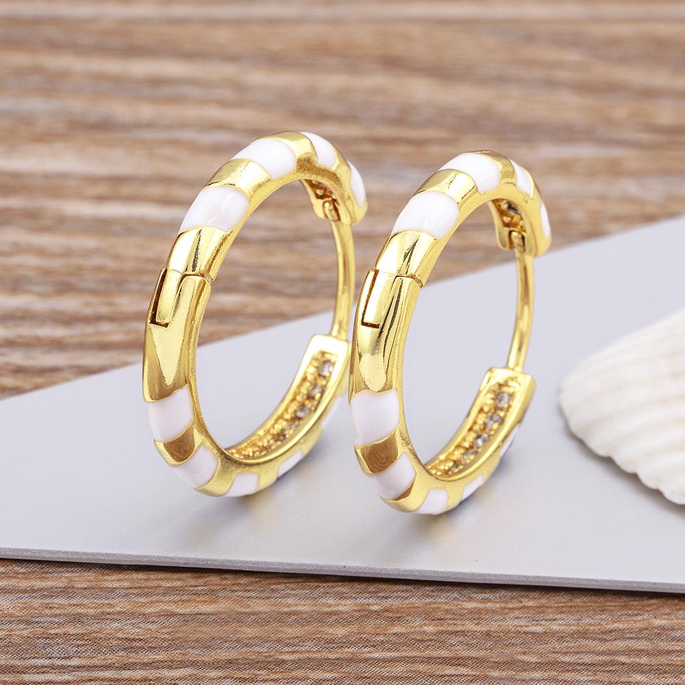 Nidin High Quality 6 Candy Colors Inlaid Zebra Stripe Pendant Earrings Enamel Oil Dripping Women's Simple French Jewelry Gifts
