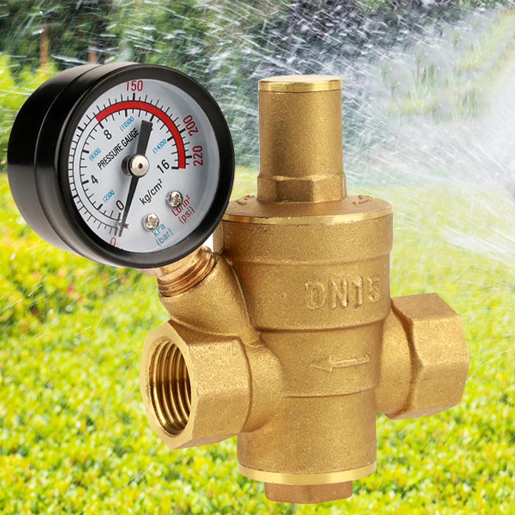 DN1 Adjustable Water Pressure Maintaining Relief Valves Regulator Reducer With Gauge Meter Brass Water Pressure Reducer Tools