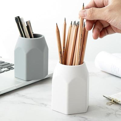 Silicone Pen Holder Office School Storage Case Plastic Pen Box Desk Pencil Organizer White Grey Desk Organizer