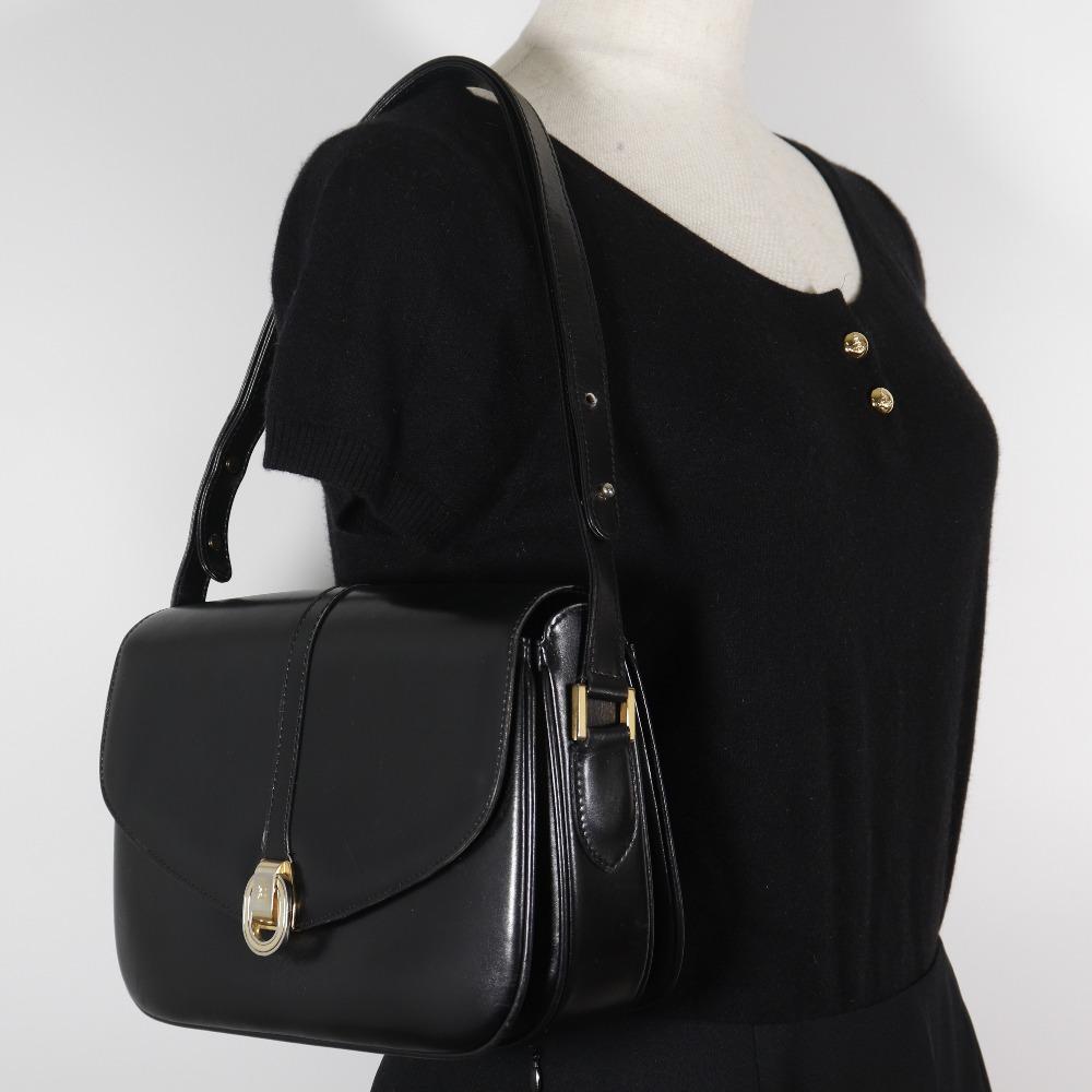 Bally Shoulder Bag Vintage Black Leather Women Used