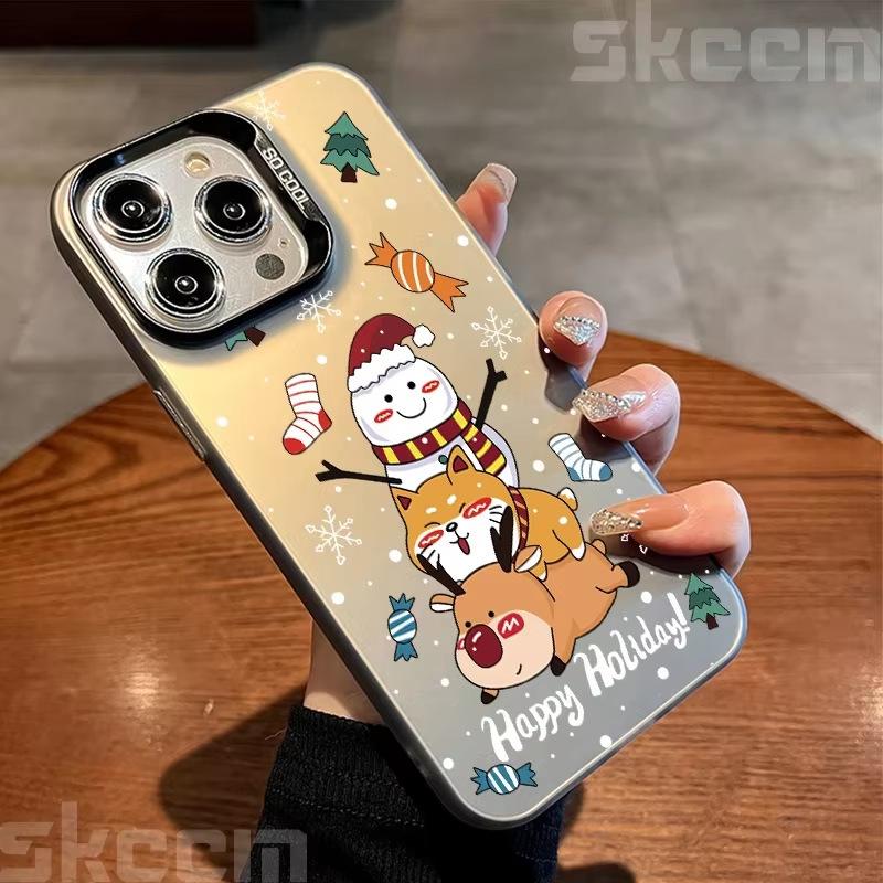Popular Christmas-themed iPhone 16 Pro phone case, 15/14/13 inches, laser-cut design, iPhone 11/XS Max.