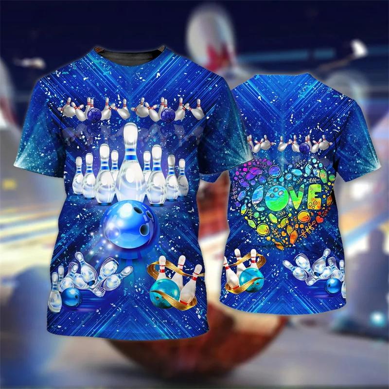 Bowling Jersey Men's T-Shirt Summer Fashion Streetwear O Neck Casual Short-Sleeve Gym Tops Men Clothing