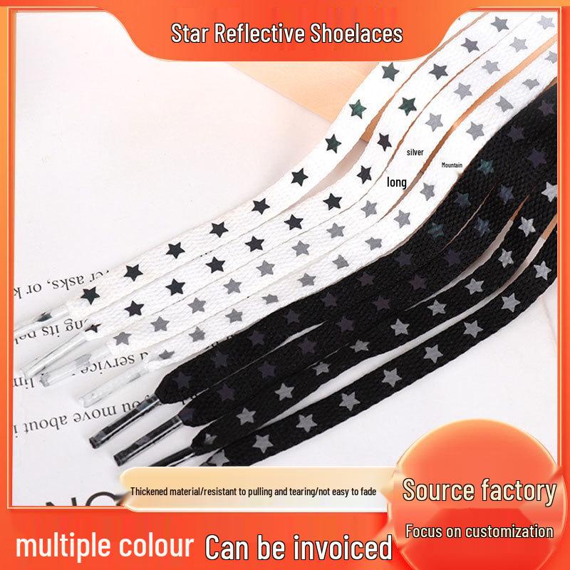 Reflective Star Luminous Flat Shoelaces for Sneakers