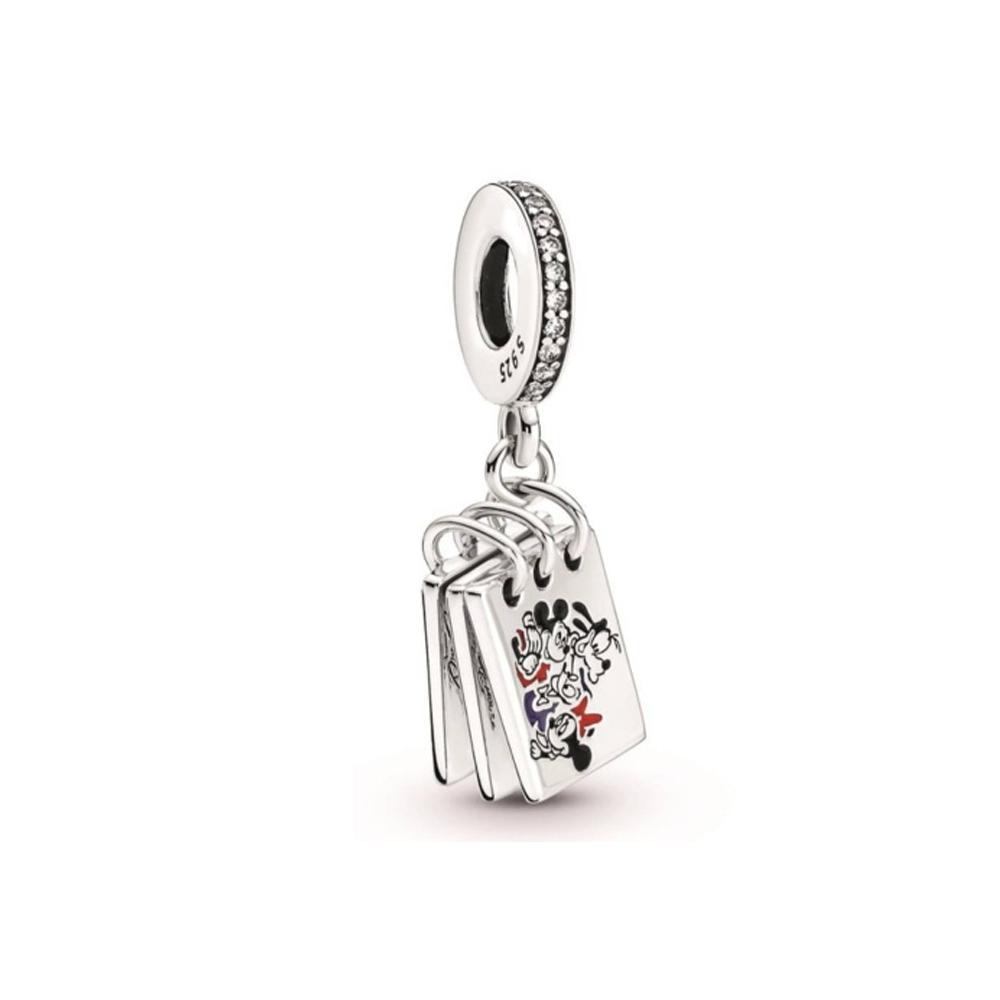 925 Silver Charm Beads DIY Mickey Mienie Bracelet Clip Safety Chain Love Gift Pendant