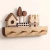 Handcrafted Wooden Key Hook Set with Cute Rabbit Figurines - Wall Mounted, Polished, and Stylish for Your Entryway