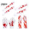 Reusable Party Props for Halloween Horror Gloves, Creepy Red Hand Cosplay Prop Party, Festive Atmosphere Decorations Spooky Costume Accessory Haunted