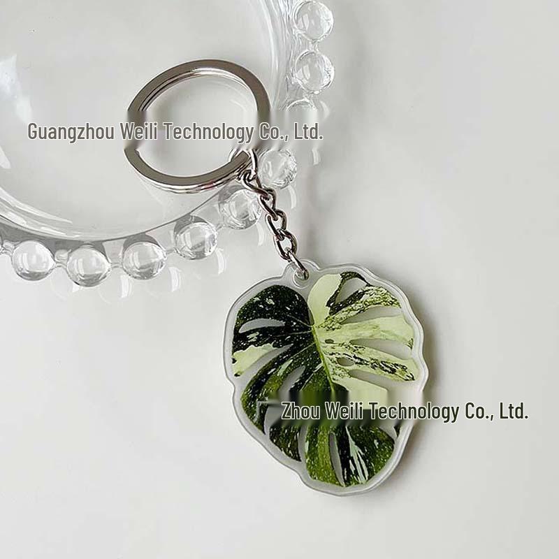 Creative Acrylic Leaf Keychain Earphone Bag Pendant Ornament