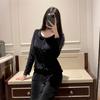 New Pajamas for Women Spring Sweet Square Neck Pajamas Set with Breast Pads Home Clothes Island Velvet Ruffles Home Clothes