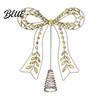 Light Luxury Holiday Rhinestone Hollow-Cut Christmas Tree Iron Bow Party Decor Topper Gold Metal Modern