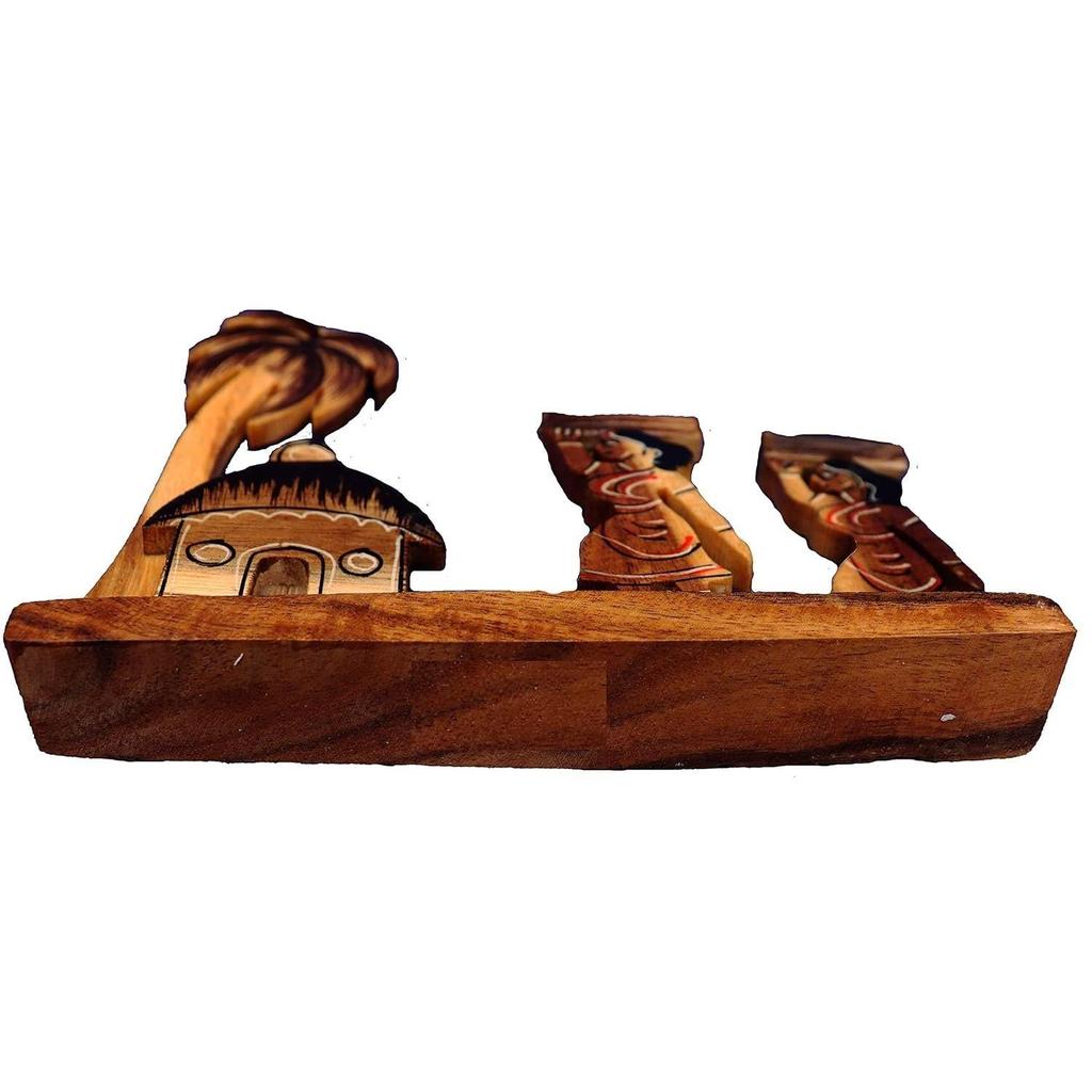 Wooden handicrafts Farmer Girls Showpiece -Table Decoration and Wall Mounted Home Decor Toy for Kids