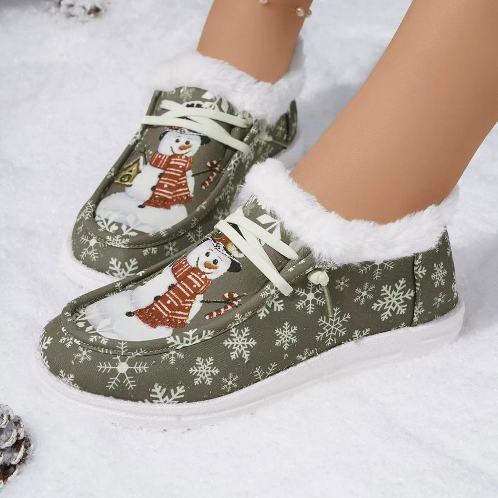 European and American Christmas short snow boots season velvet casual women's flat bottom warm