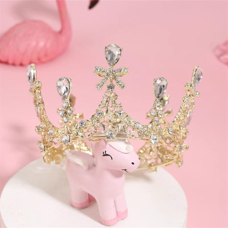 New Crown Tiara for Children Girls  Princess Performance  Fashion Catwalk Round Crown Alloy Sweet Hair Accessories