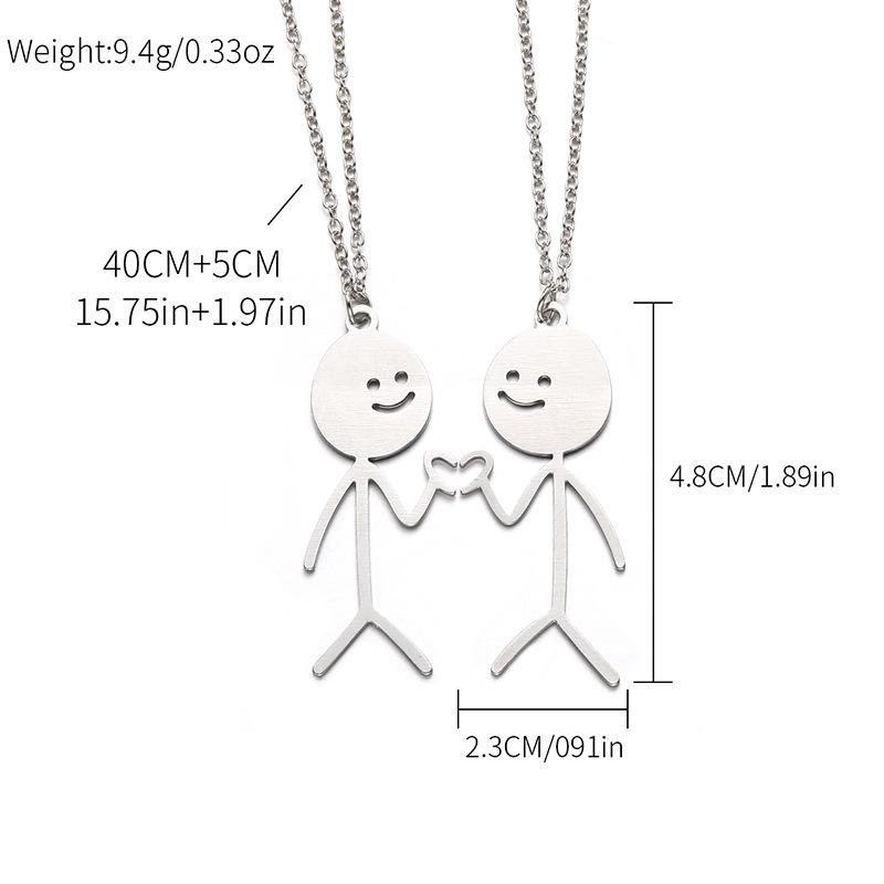Alloy Little Man Pendant - European & American Cross-border Anime Layered Necklace for Women: High-end Niche Personality & Couple Style