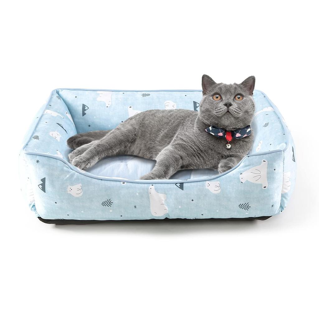 JEMA Gemma Pet Cat Dog Cool Sofa for Soft 3D Cooling in Heat Bear Pattern Bed, Bed, Cushion, Pets, Cotton, Summer, Protection, Washable, 60x50x18cm,