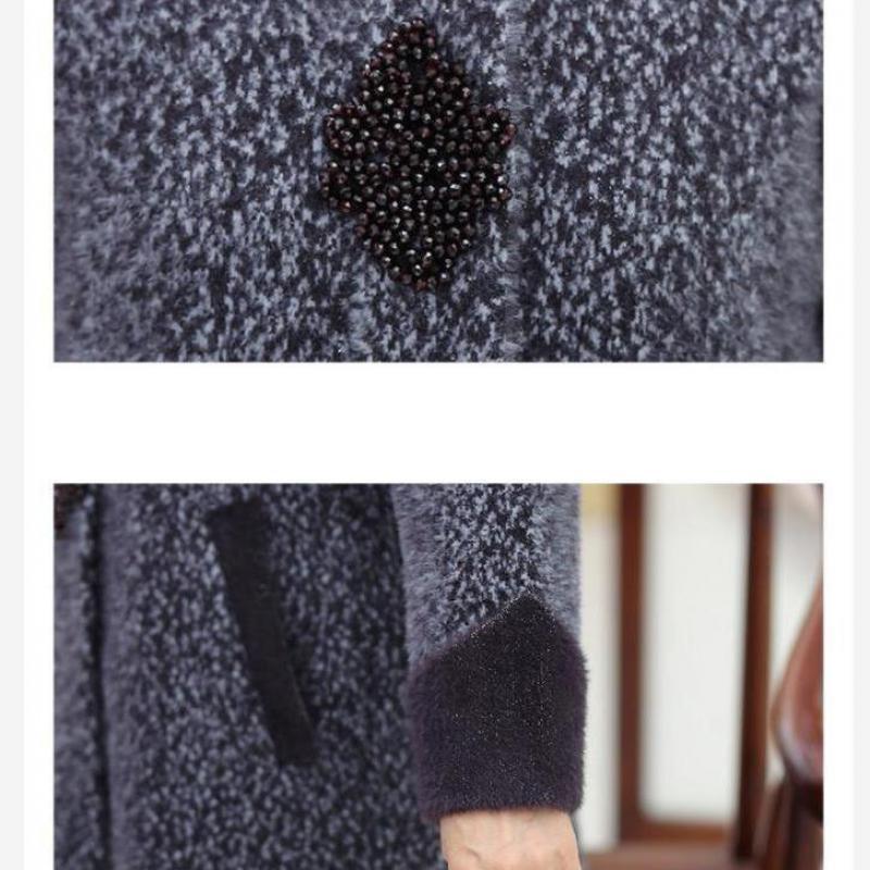 Winter Mink Coat For Middle Aged Mother Covered Button Thick Warm Outwear Clothes