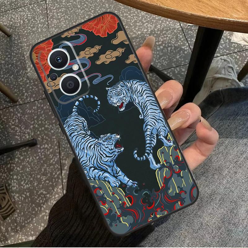 Tiger Red Sun Japan Art For OPPO Reno 10 11 12 13 14 Pro 7 8 Lite 8T 11F 12F 13F 14F OPPO Find X8 X9 X5 X6 Pro Case