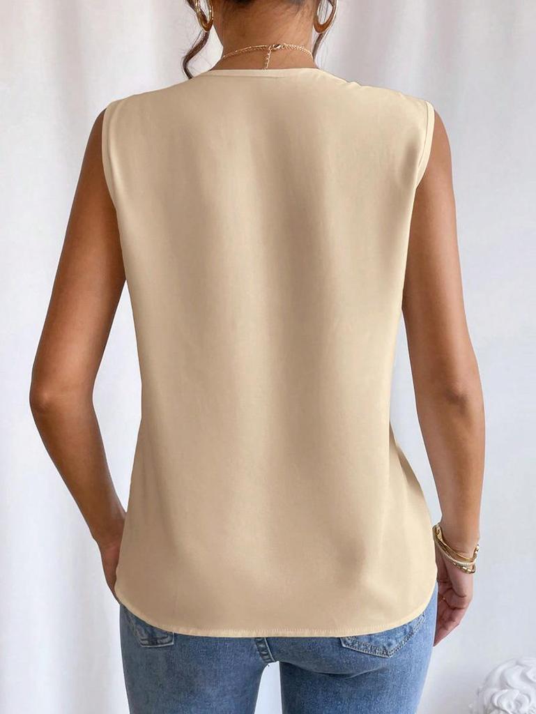 Summer 2025 Multi-layer V-neck Solid Color Women's Vest Top