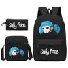 Rucsac Sally Face Set din Trei Piese Ghiozdan Școală Primară și Gimnazială Rucsac Satchel pentru Bărbați și Femei Toc de Creioane