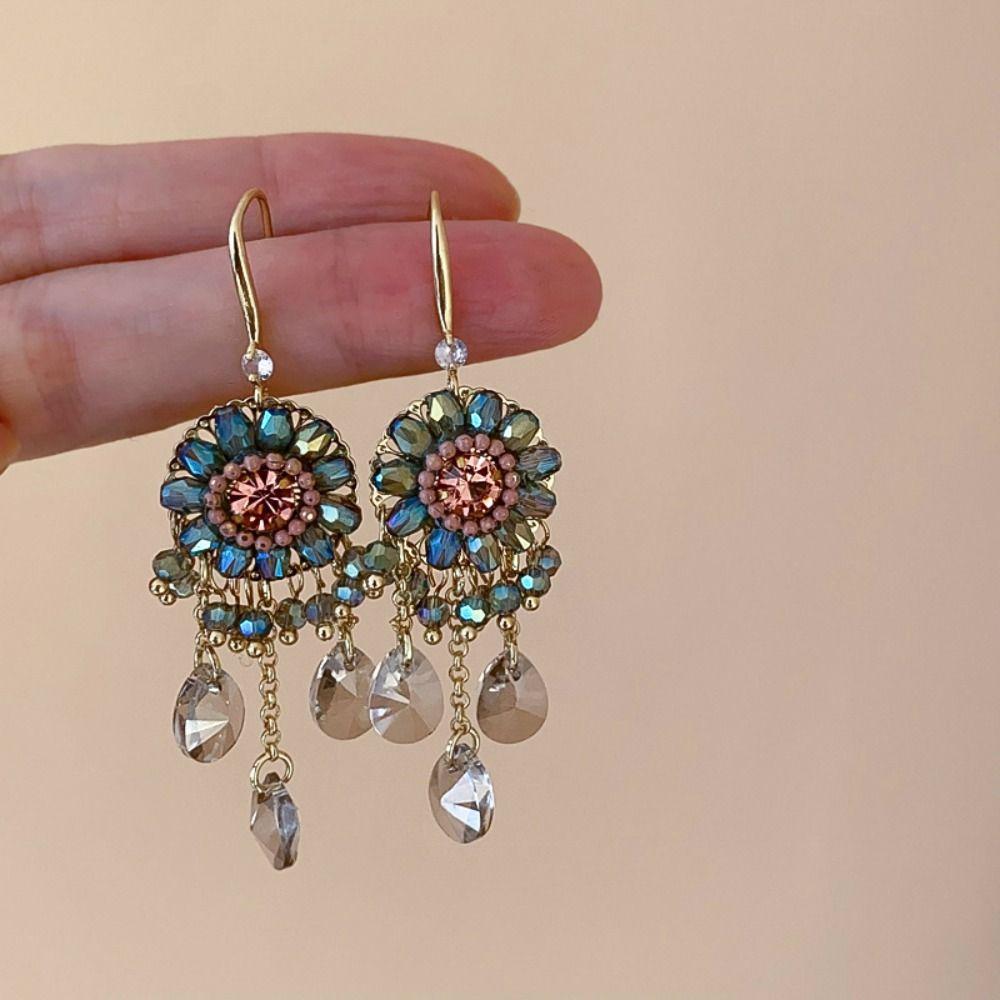 Exaggerated Rhinestone Drop Earrings Pendant Vintage Long Earrings  Girls Gift