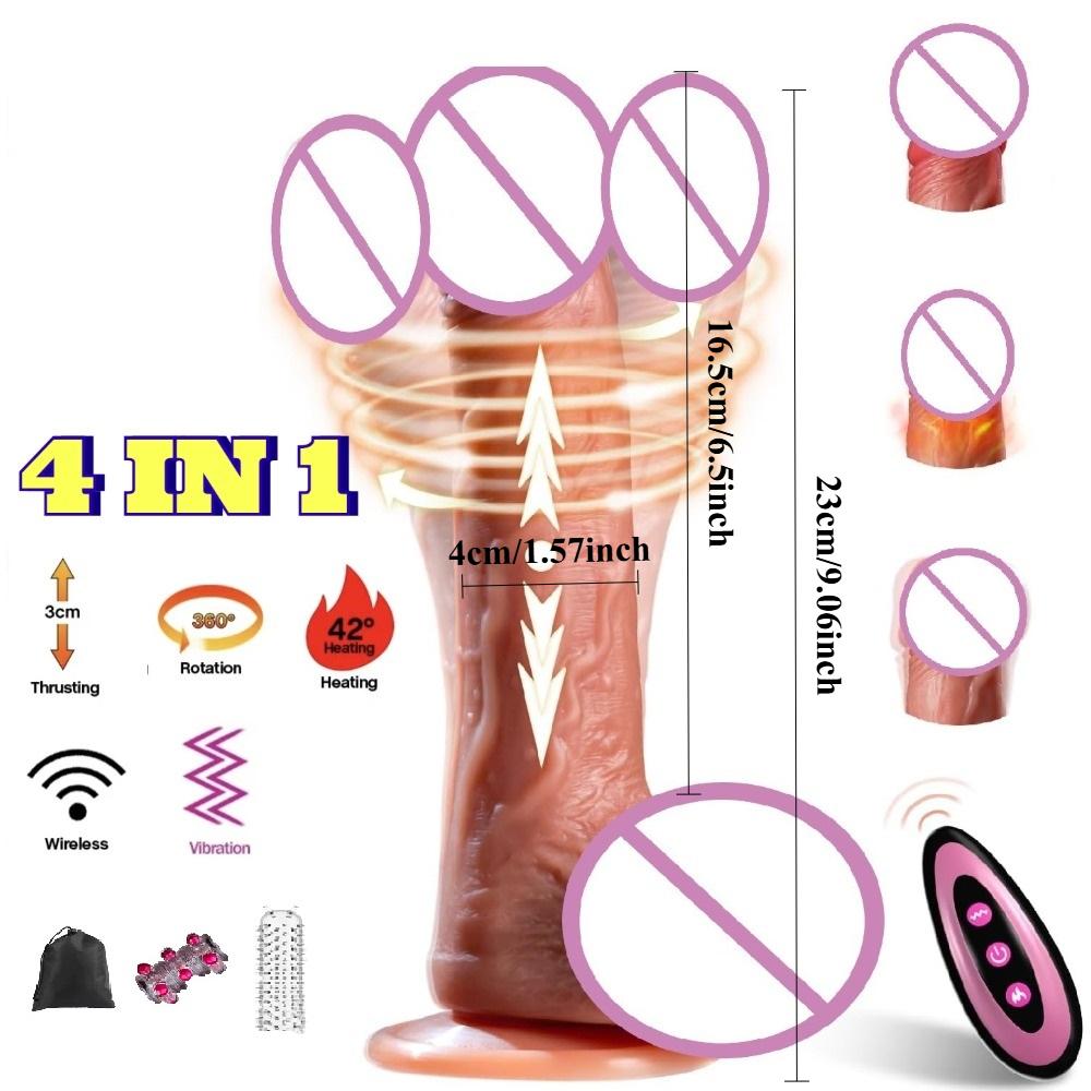 Wireless 4 In1 Automatic Telescopic Dildo Vibrator Big Realistic Penis Adult Sex Toy for Women Consolador Vagina Massager Climax