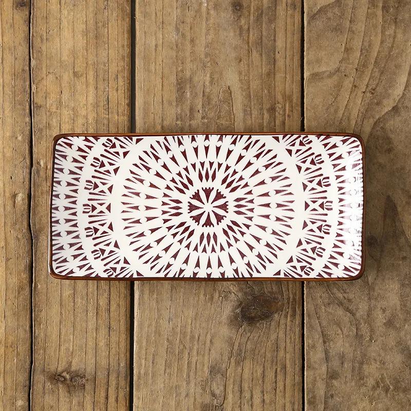 Stoviglie in Ceramica Stile Nordico Creativo Ristorante Piatto Rettangolare per Sushi Frutta Snack Domestici Piatto Piano Poco Profondo per Portata Principale