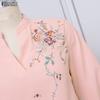 ZANZEA Women Casual V-Neck 3/4 Sleeve Loose Flora Print Blouse