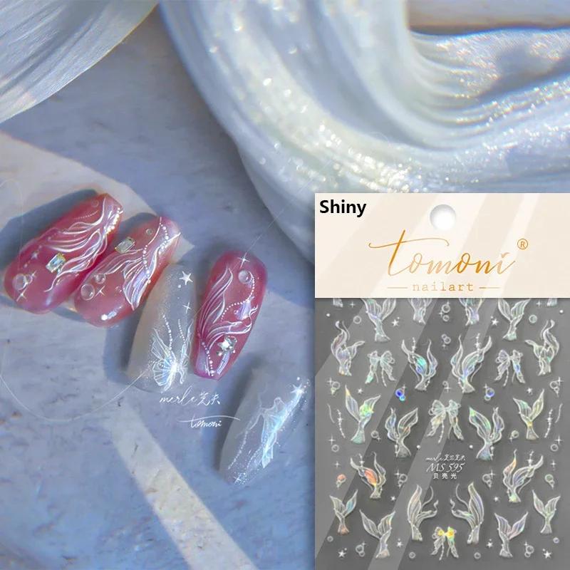 Red Brocaded Carp Koi Cyprinidae Auspicious Fish Spring Flower 5D Nail Art Stickers Fresh Vibrant Relief Adhesive Manicure Decal
