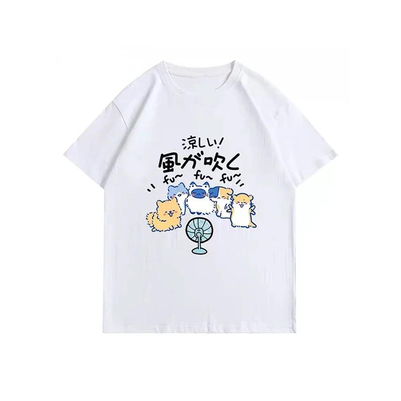 Korean Fashion Tees Summer Kawaii T-shirt Japanese Cartoon Cute Cat Short Sleeved Tshirt Pet Graphic Blouse Streetwear Clothes