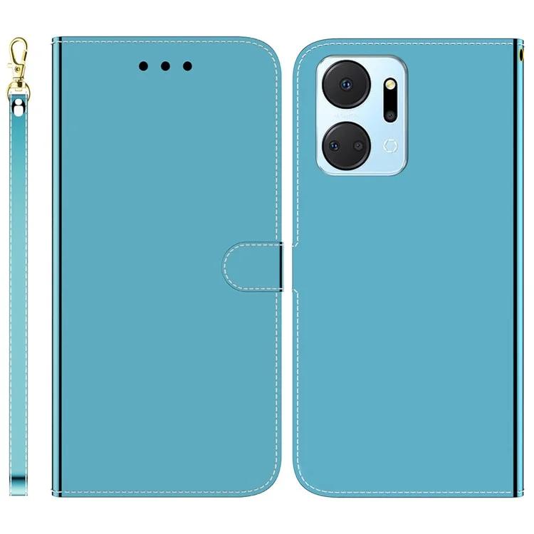 For Honor X7a 5G Mirror-like Surface Protective Phone Case Flip Leather Wallet Phone Cover