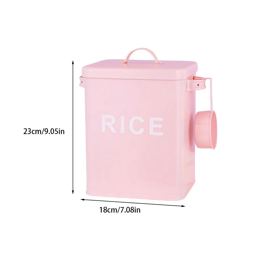 Metal Canister Rice Buckets Grain Tin Powder Laundry Powder Case Lid Scoop Insect-Proof Sealed Multipurpose Airtight