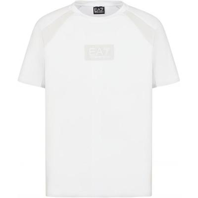 Emporio Armani Ss23 Logo Print Color Block Raglan Short Sleeve T-Shirt Men Tops White 3RPT27-PJ02Z-1100