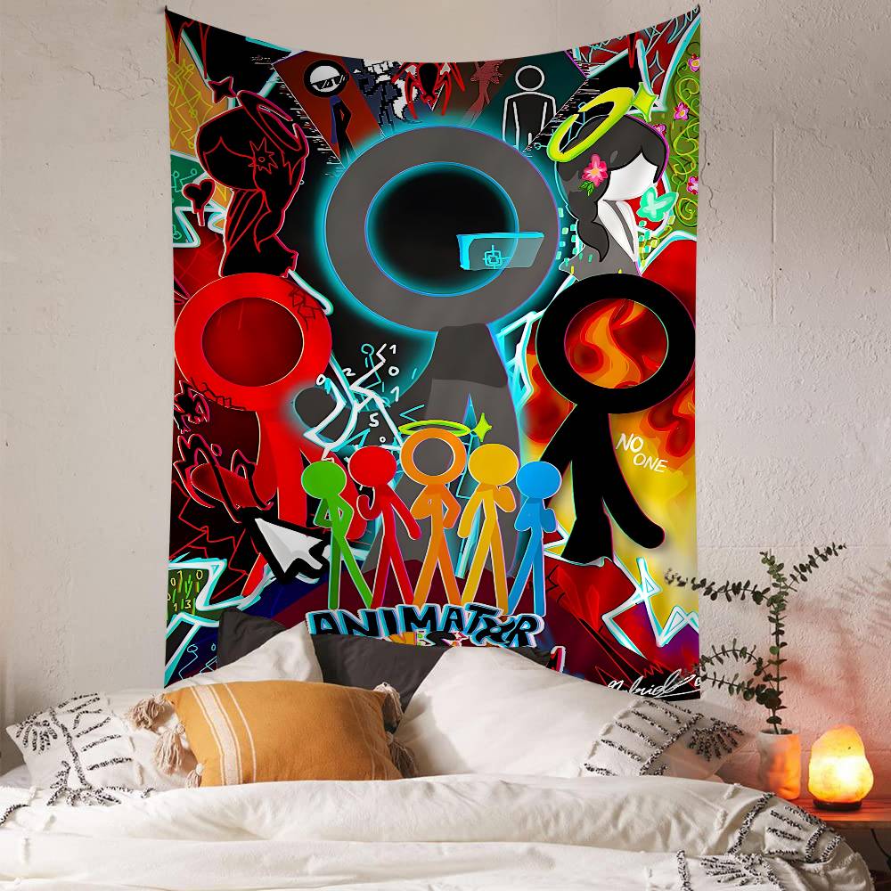 A-Alan Becker Tapestry Art Printing Japanese Wall Tapestry Anime Wall Hanging Home Decor