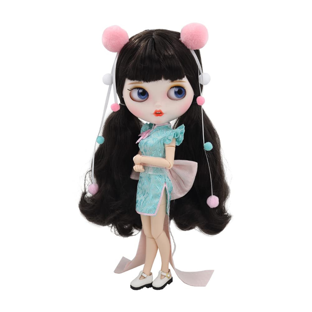 rakulifey Blythe clothes, dress, Neo Blythe costume, Chinese dress, outfit, ribbon, Obitsu 24 universal, hair accessory, 3-piece set