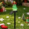 Holiday Landscaping for Entrances Christmas Solar Stake Lights Santa Snowman Tree Figurine Lawn Automatic Powered Path Lights Waterproof Warm