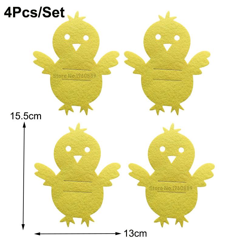 4Pcs Easter Knife Fork Holder Tableware Bag Non-woven Chick Rabbit Cutlery Bag Organizer Easter Bunny Party Supplies Home Decor