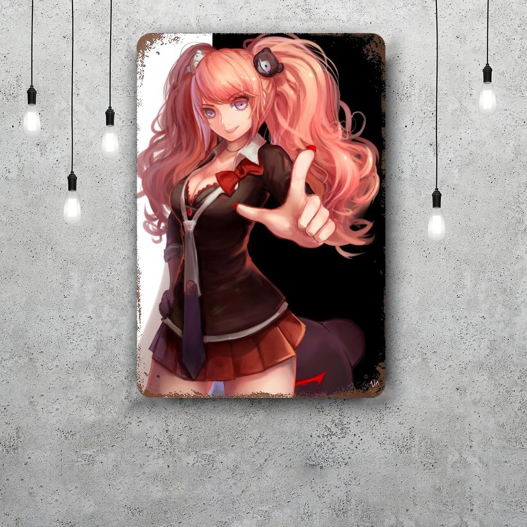 monokuma Cartoon Retro Vintage Tin Sign Poster Decorative Plaque Metal Plate Wall Decor